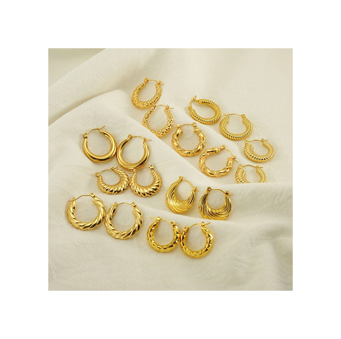 

ERESI TOP Selling Fashion Earrings Hoop Filled Gold Earrings 18k Gold Plated Hypoallergenic Earrings Jewelry for Women