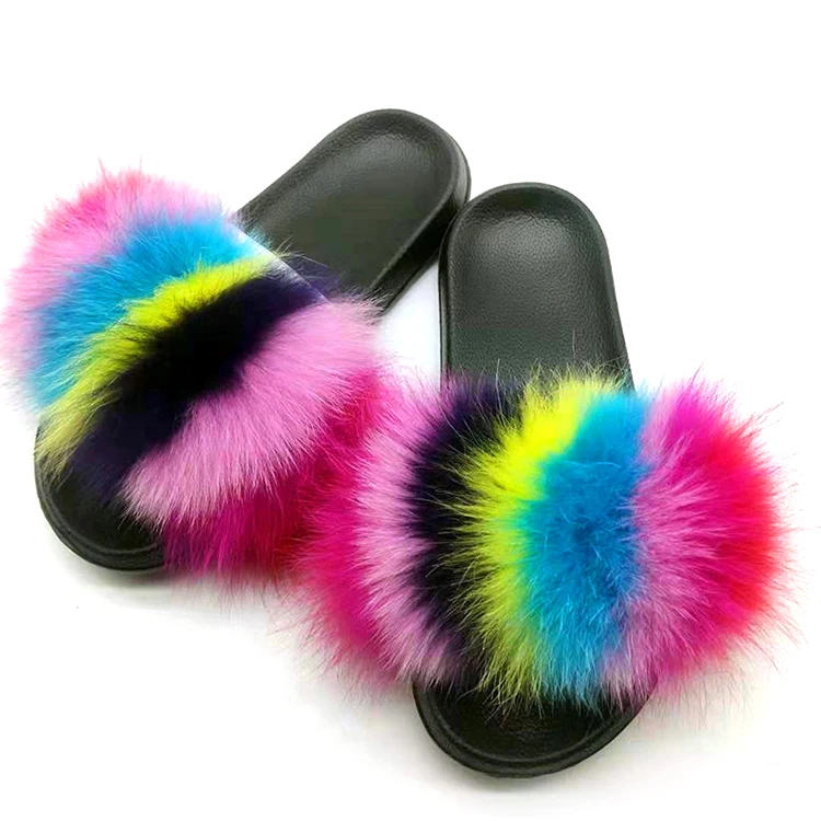 

Wholesale Women real fur slippers Sandals Custom Soft Fur Slippers, Multi color single color