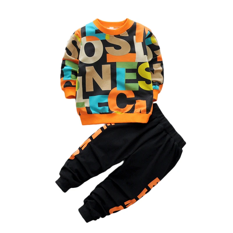 

Spring Tracksuit for Boys Children Clothing Sets Sports Suit Boy Letter Printed Patchwork T-shirt and Pant 2PCS Baby Boy Set