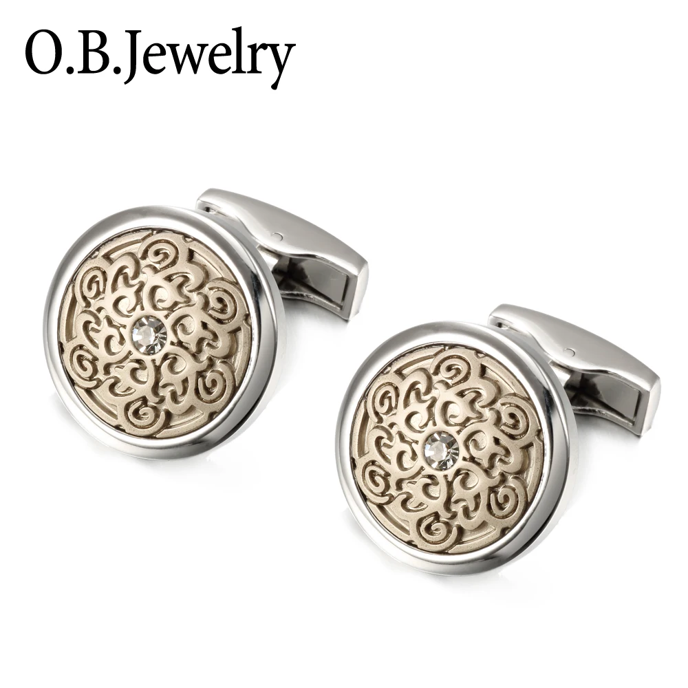 

Wholesale Men's Jewelry Gold Plated Round Shaped Carving Designs Copper Material Vintage Totem Cufflinks With Free Shipping