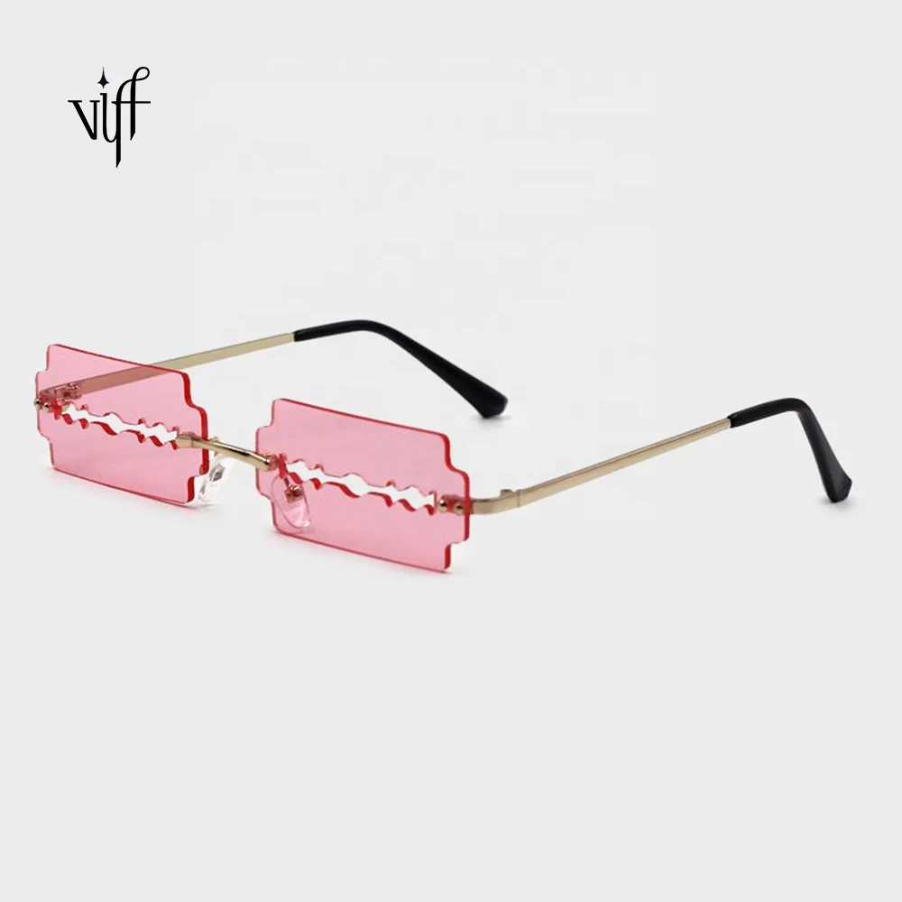 

VIFF Fashion Blade Modeling Cut Sun Glasses HM20118 Cool Rimless Cut Sunglasses Trend Dazzle Color Sunglasses