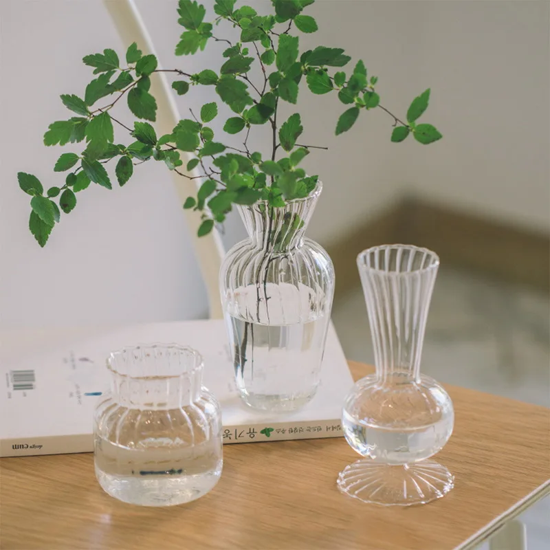 

Simple Transparent Flower Vase Glass Hydroponic Vase Tabletop Ornaments Flower Container Plants Holder Living Room Decor