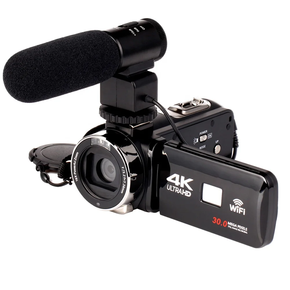 

4K WiFi Ultra HD 1080P Digital Video Camera Camcorder DV with Lens+Microphone, As shown