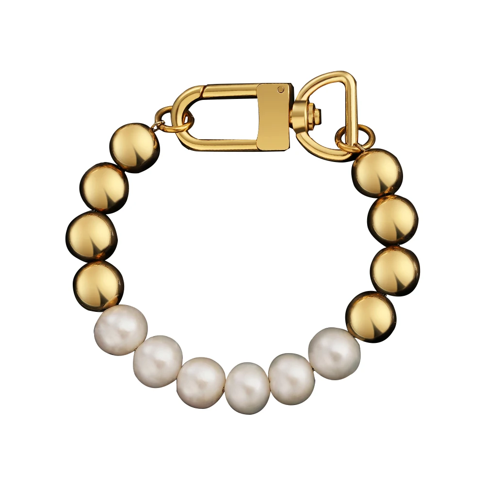

14k Solid Gold Jewelry Large Baroque aaa Hawaiian Rice Pearls Charm Bangles 316L Steel Stretch Fresh Water Pearl Bracelets