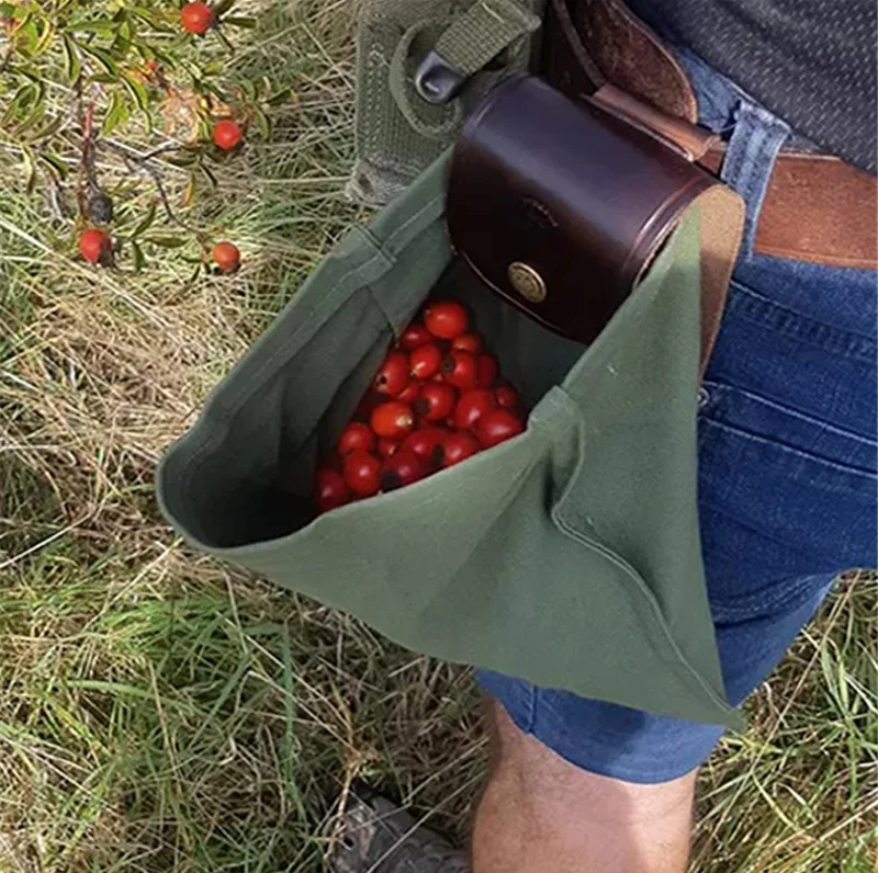 

YY Outdoor Camping Foraging Bag Fruit Picking Harvest Pouch Bushcraft Canvas Hiking Tool Bag Collapsible Storage Leather Opp Bag, Customized color
