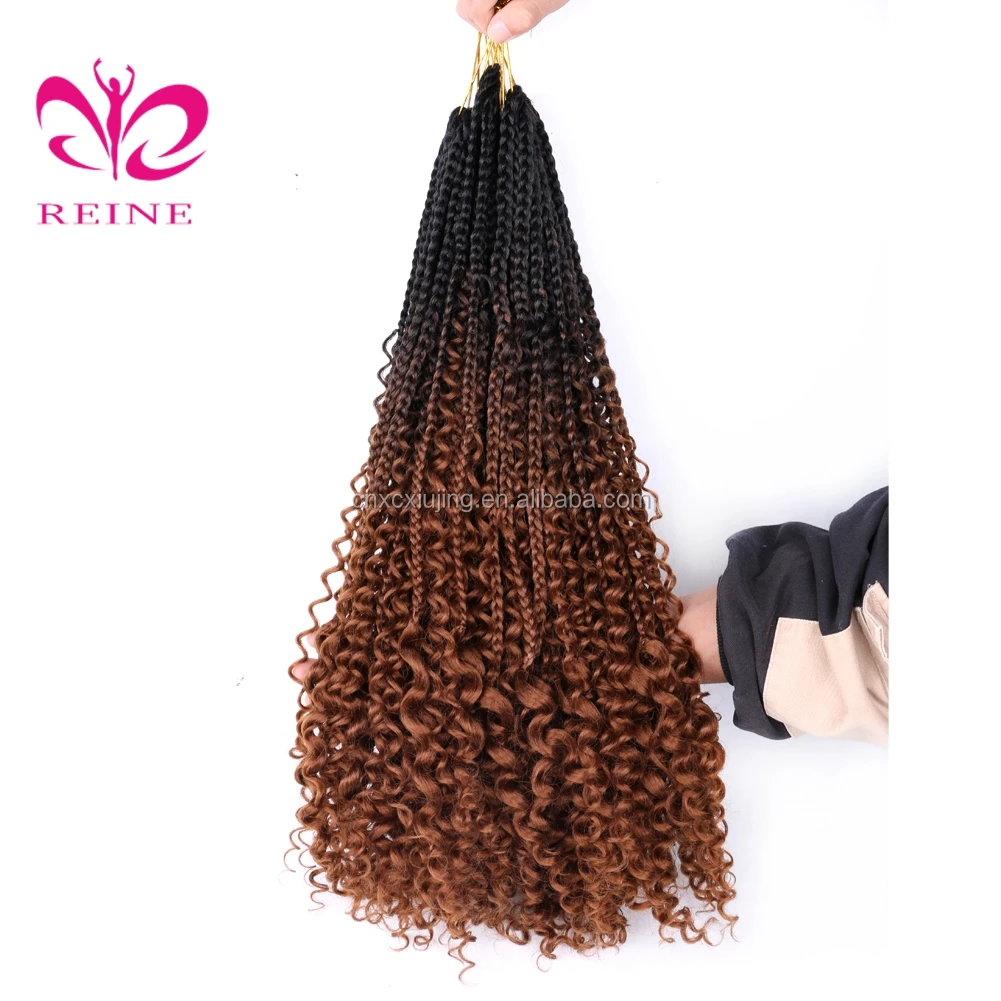 Reine New Styles Bohemian Box Braids With Curls End Black Ombre Brown