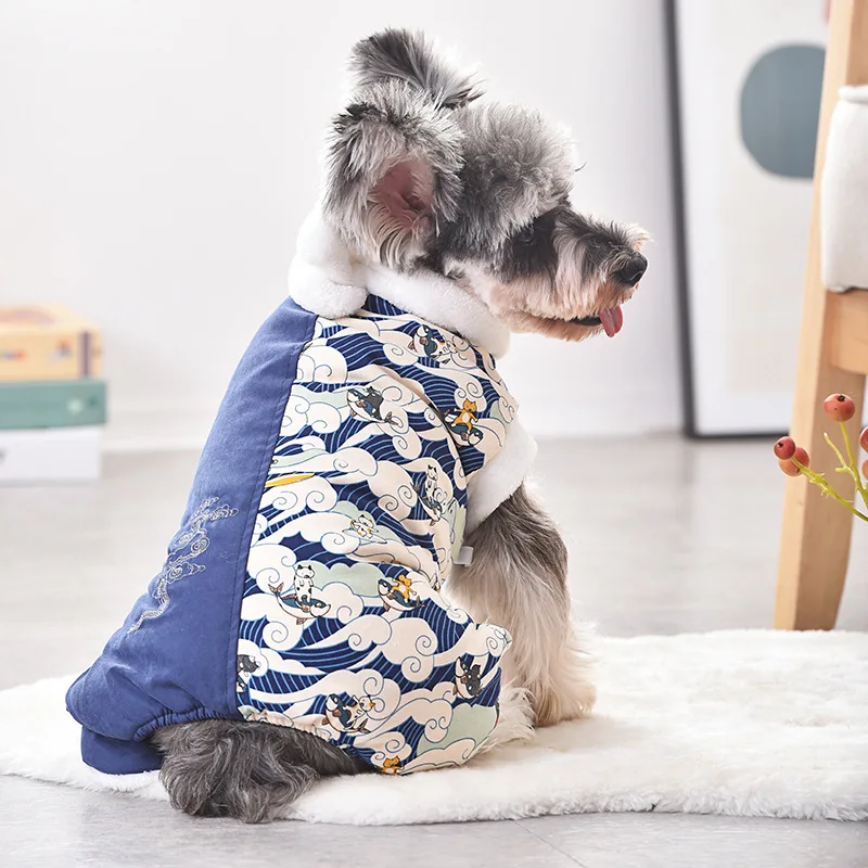 

Happy New Year Design Wholesale Comfortable Warm Dogs Cloth Pet Soft Clothes Dog Coat Warm, As picture