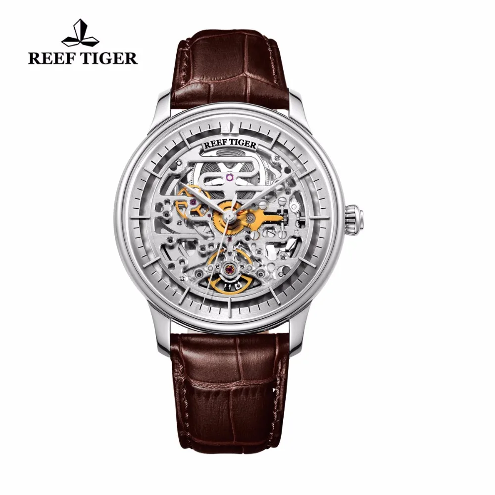 

Reef Tiger /Popular Sport Watches Men Noble Dress Watches Exquisite Men Watch Automatic Wrist Watch Leather Strap RGA1975