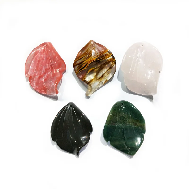 

Natural Loose Stone Beads Carve Leaf Semi Precious Gemstone Wholesale Crystal Quartz Carving Engrave Leaves Jewellery Jewelry, Multi color