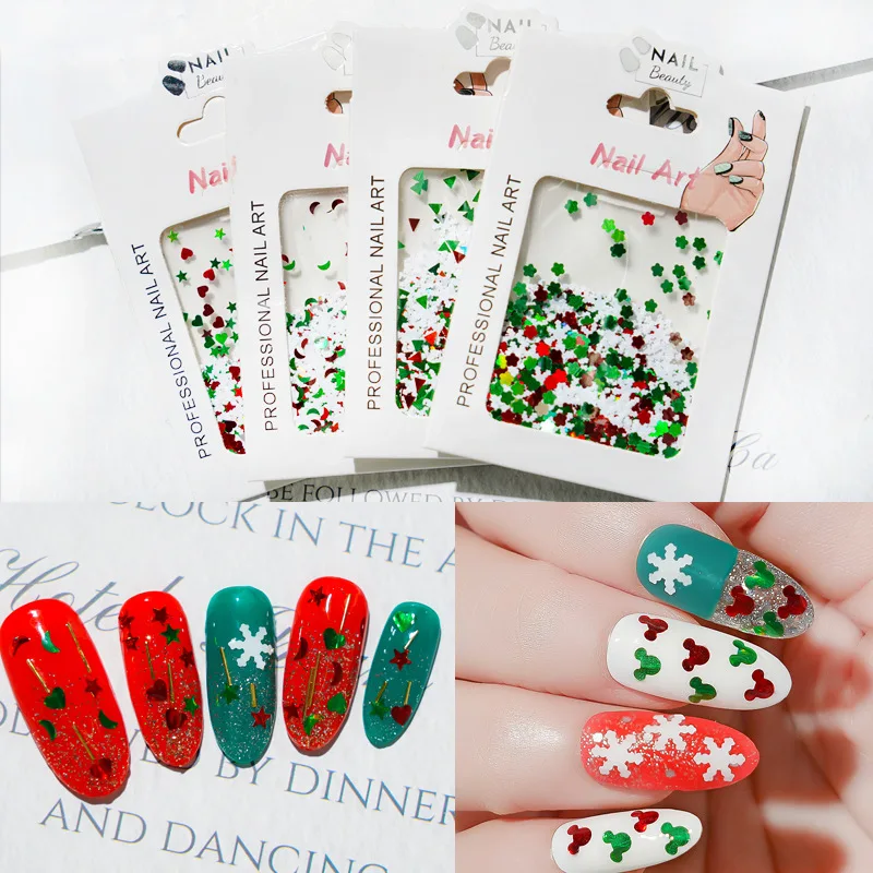 

Charms Glitters Irregular Nail Stickers Christmas Snowflake Thin Slice Trend Nail Sequins, Picture