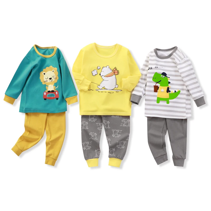 

cotton long Johns for children baby Cotton-cotton warm round neck pajamas for boys and girls for home wear