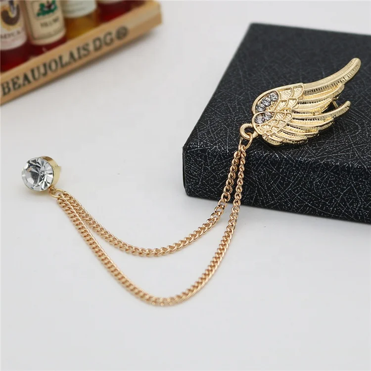 

Factory supplier men angel wings alloy chain brooch for Anniversary, Different color