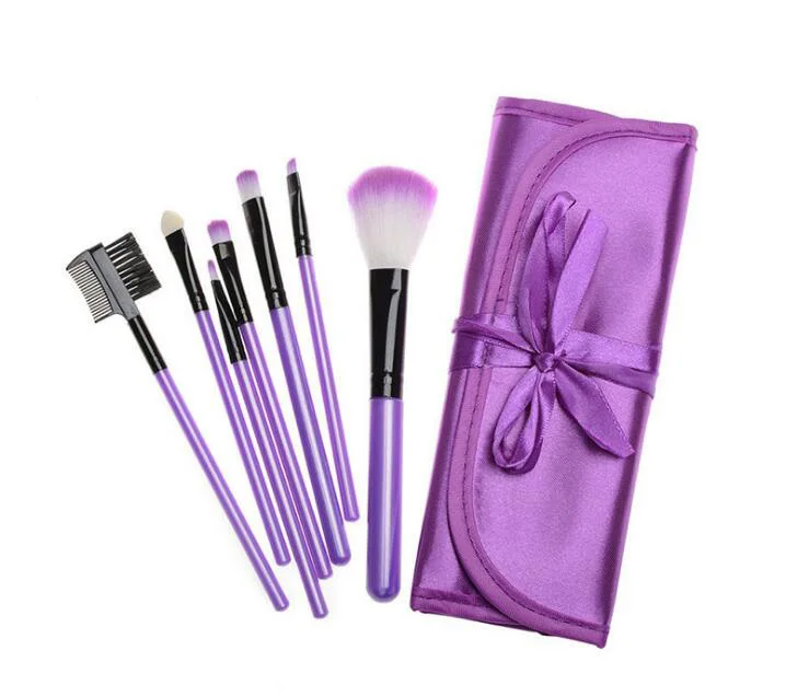 

Free shipping 4 colors Professional Tools 7 pcs Makeup Brush Set Case Custom your Logo, Gradient blue