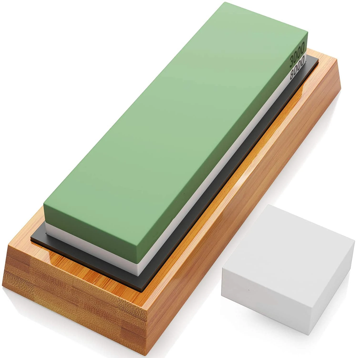 

Universal knife sharpener stone 3000/3000 high quality whetstone knife sharpener with Bamboo Base