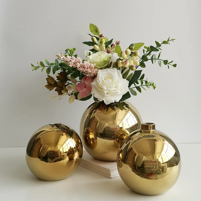 

Ball-Shaped Ceramic Vase Home Soft Decoration Sample Room Decoration Vase Modern Nordic Style Flower Arrangement Craft Ornaments