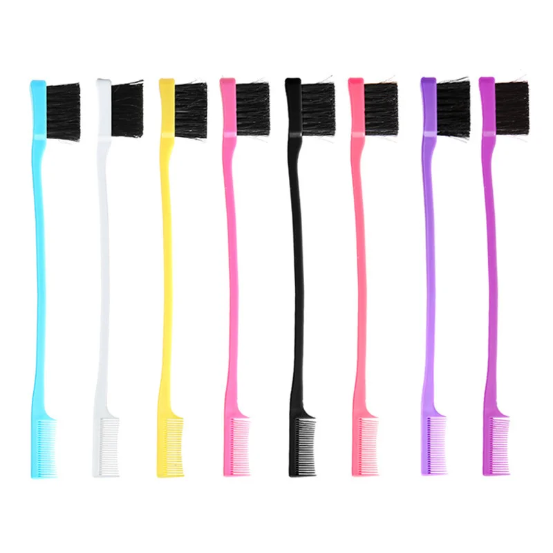 

In stock hot selling edge hair brush eyebrow brush ABS plastic double head control brush, Multi color