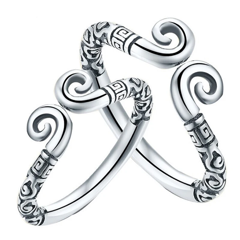 

Vintage 925 Silver Plated Couple Rings Women Men Westward Journey Open Rings