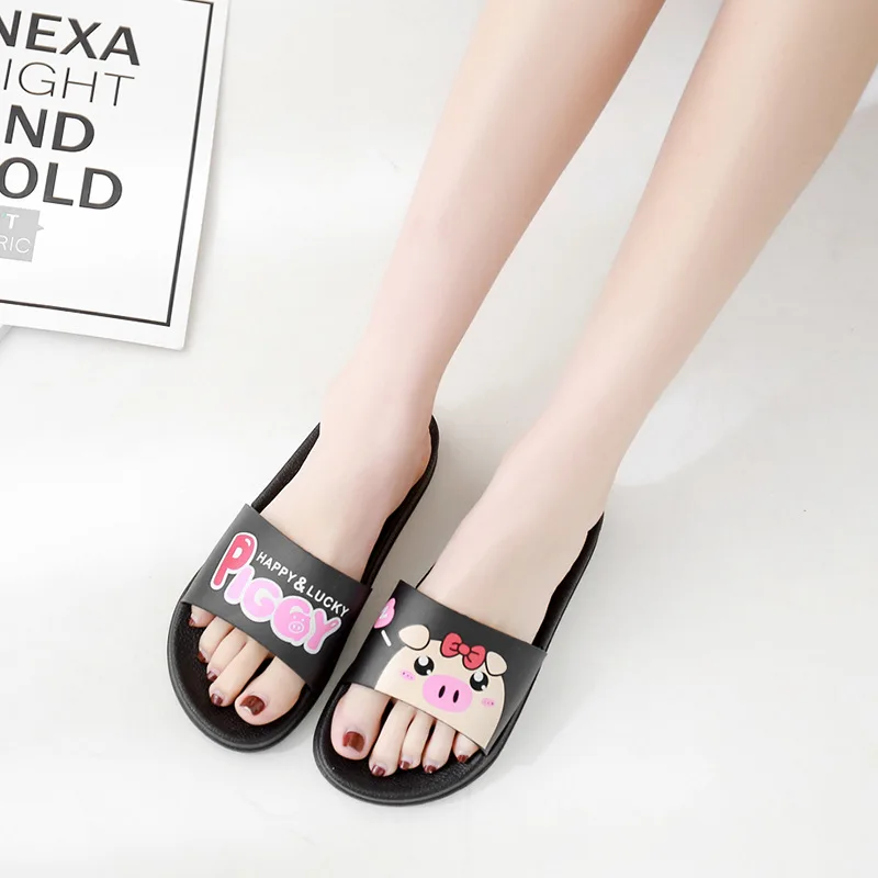

2022 Spring and summer new fashion casual cartoon pattern platform slippers, Black