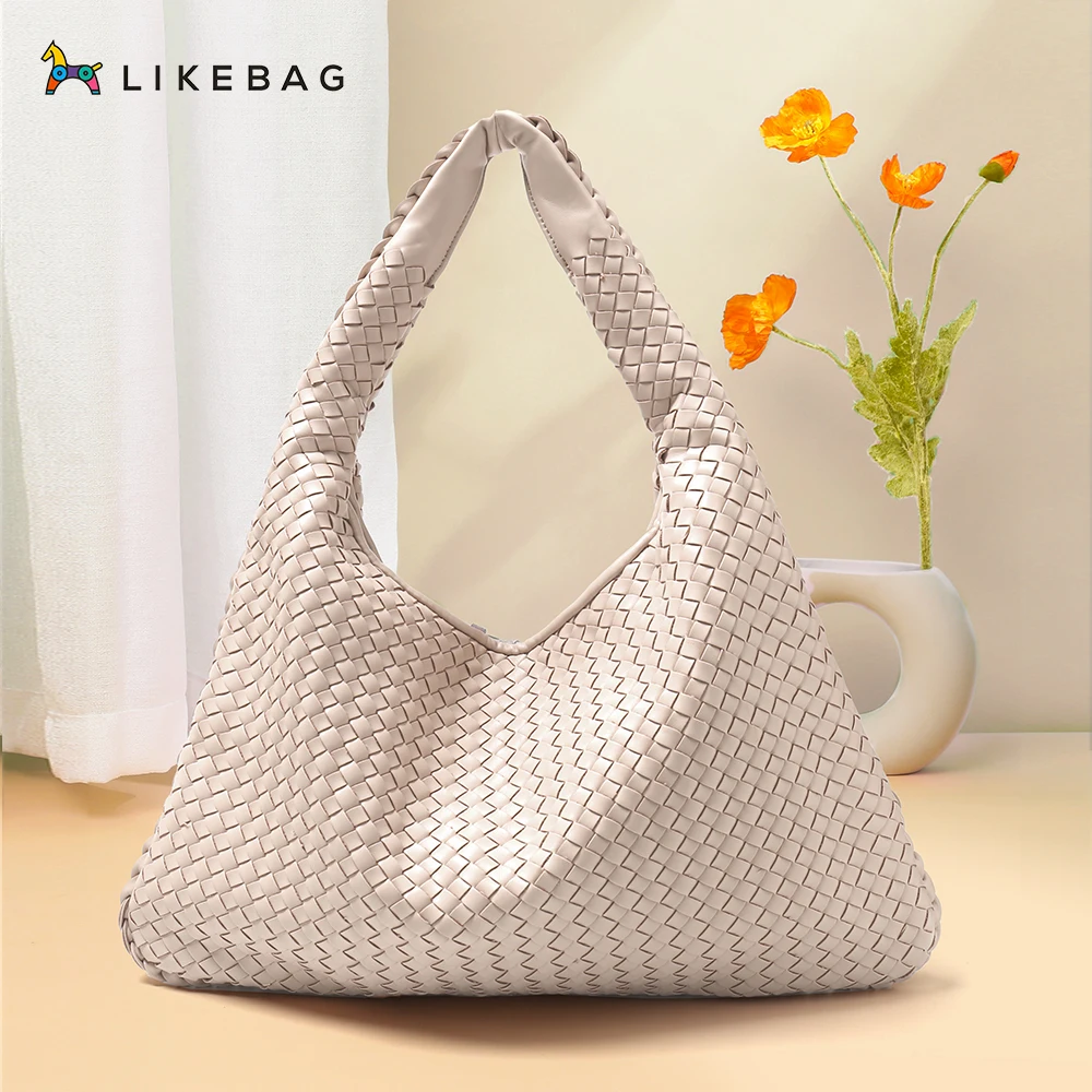 

LIKEBAG Large Capacity PU Leather Weave Tote Bag Casual Shopping shoulder bags for Women