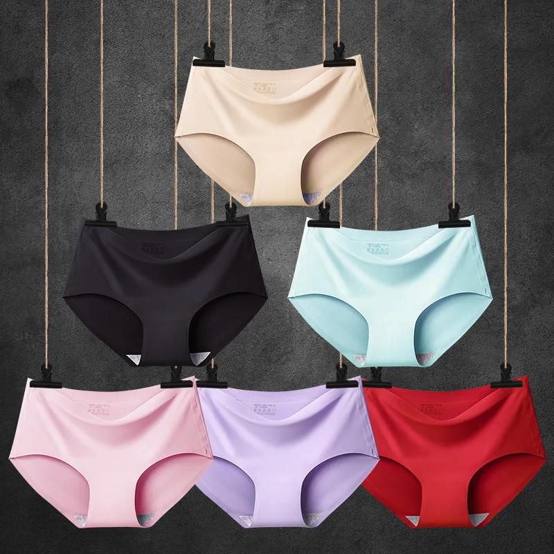 

Lady seamless plus size underwear comfortable ultrathin comfortable panty simple various pure colours