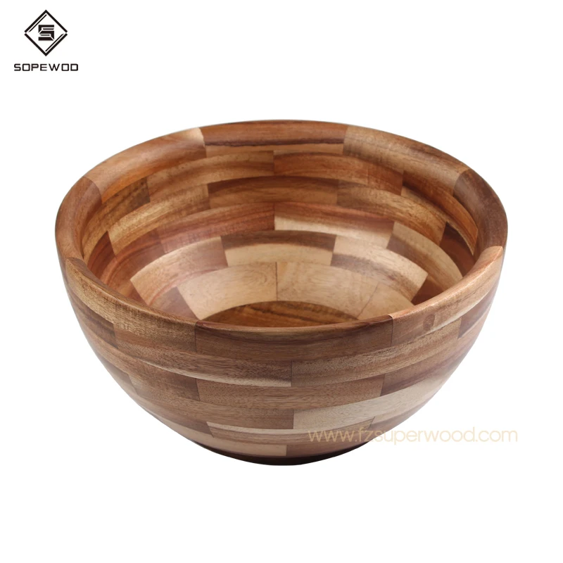 

SOPEWOD Extra large acacia wooden salad bowl 11.8 inches wood salad bowl