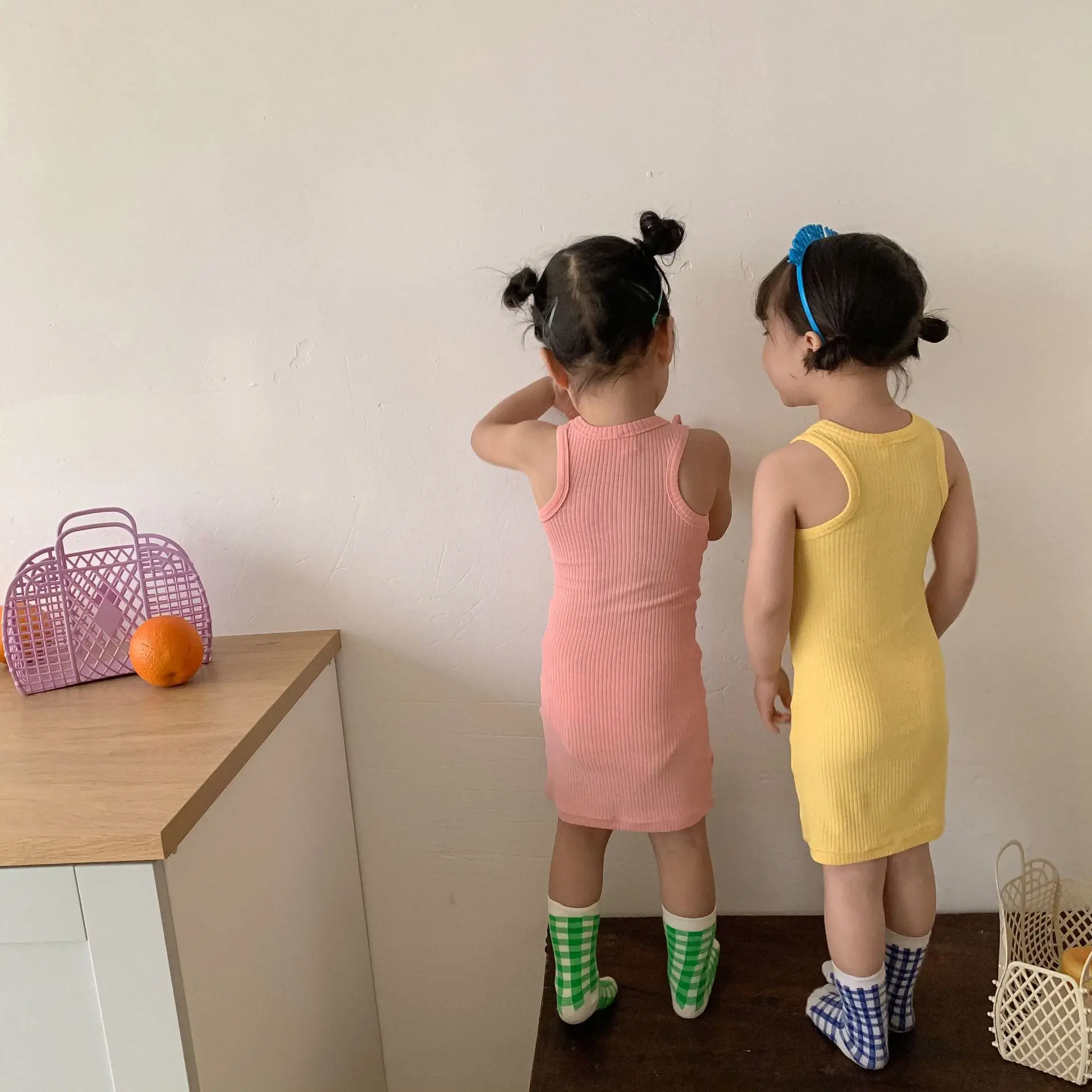 

Wholesale 2021 kids summer sleeveless bodycon dresses
