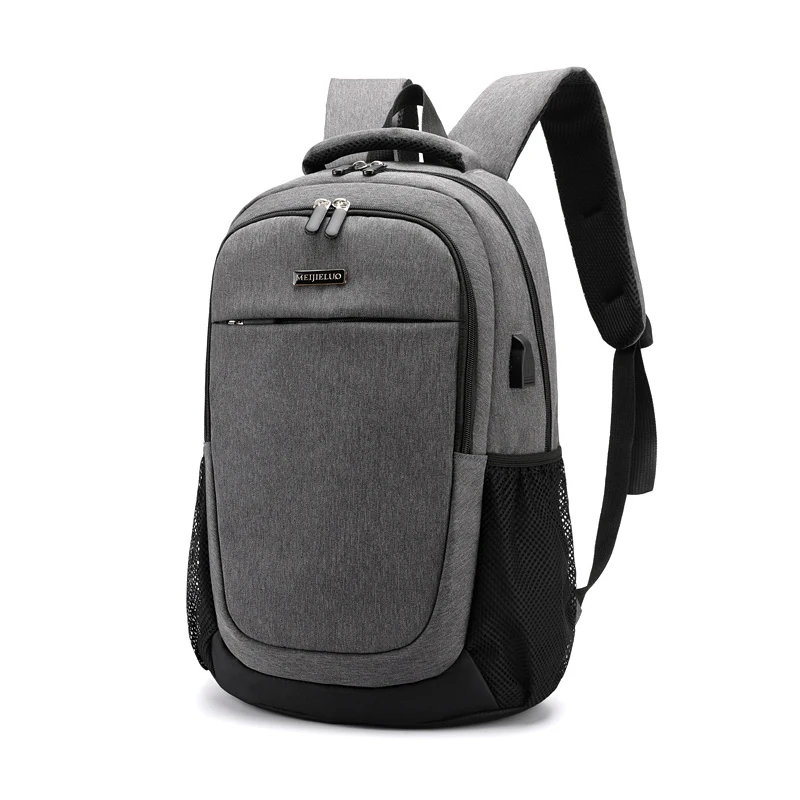 

New Products College Kids Student School Backpack Bag With USB Charger, Black/grey/blue