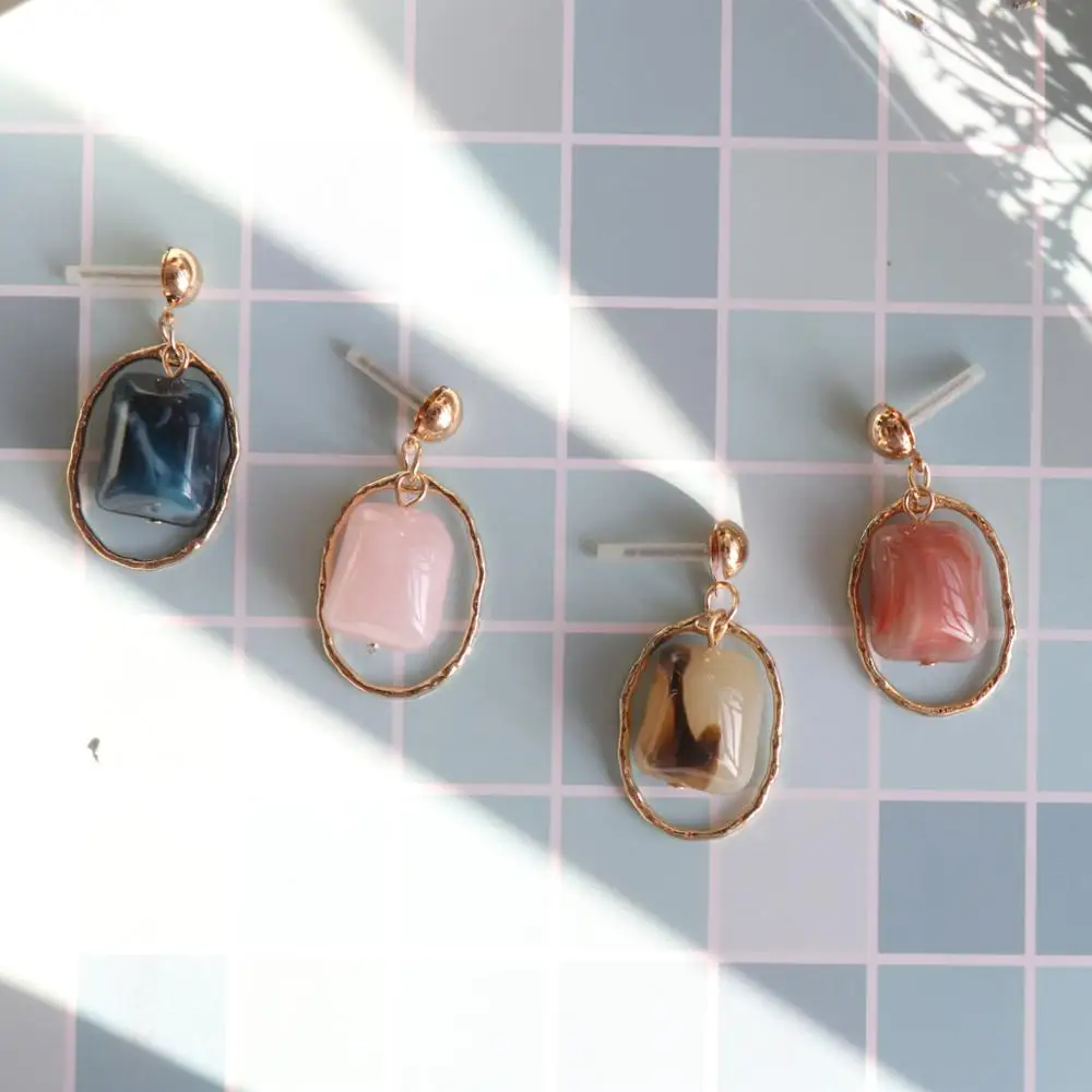 

Wholesale Geometric Earrings For Women Square Resin Gold Dangle Drop Earrings Fashion Jewelry, Gold,silver
