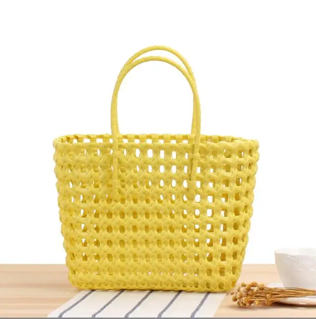 

Wholesale Plastic Durable PP Hollow Storage Basket With Handle For Home Use shopping plastic bag, Customized color