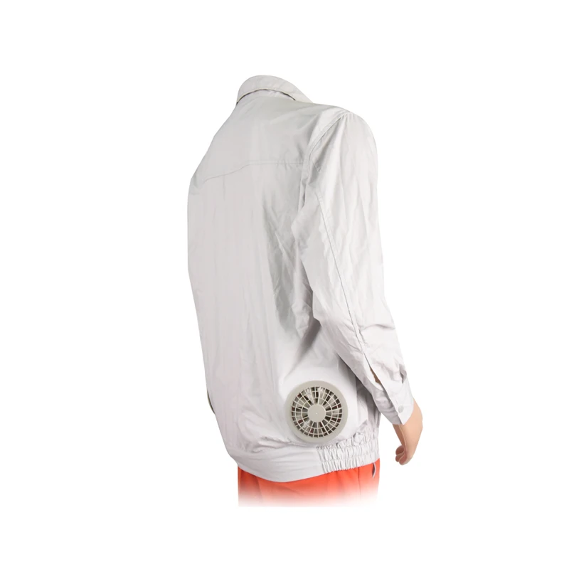 

Summer work clothes Rechargeable reactor air conditioned cooling jacket with two side fan, Grey