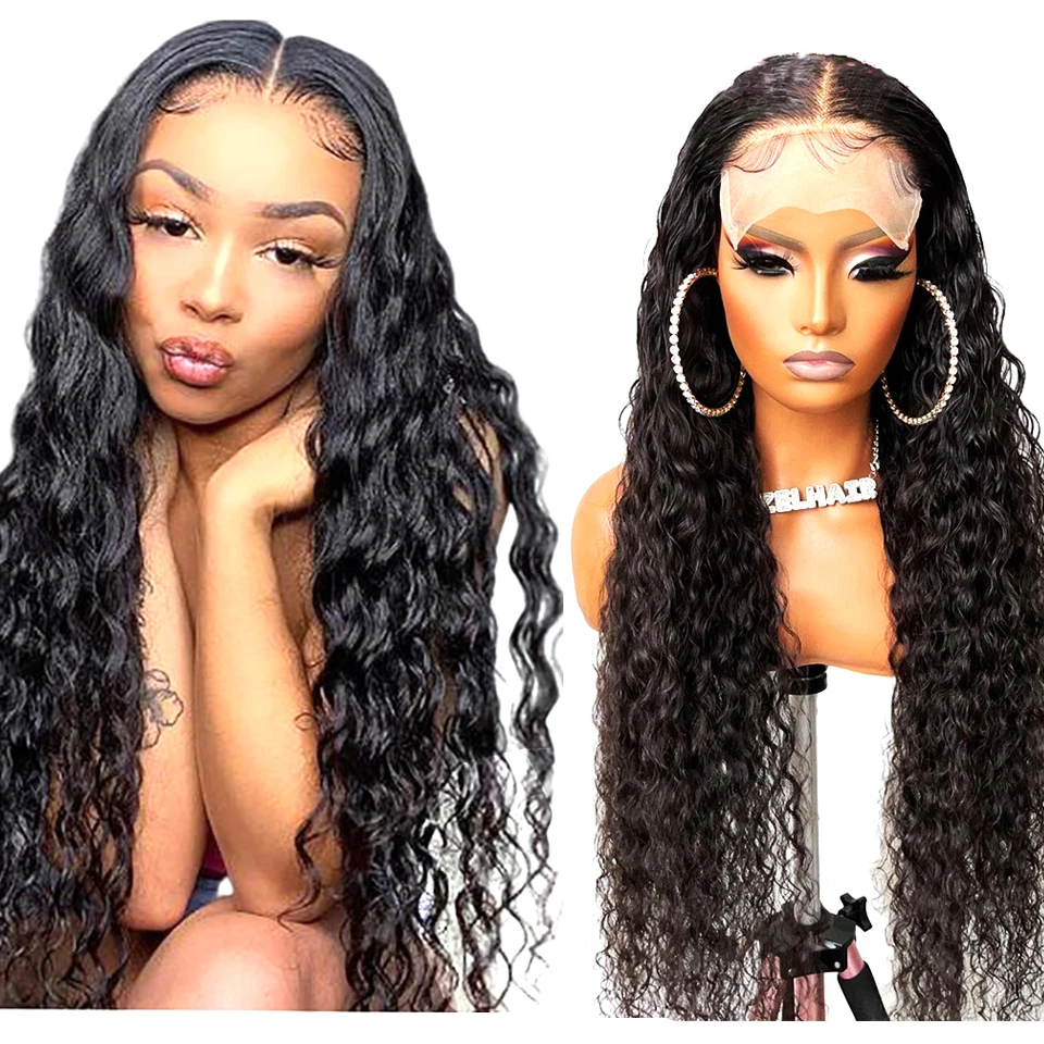 

FDX Brazilian Hair Human Water Wave 4X4 Swiss Lace Closure Wigs For Black Women Cuticle Aligned Pre Plucked remy hair Wigs