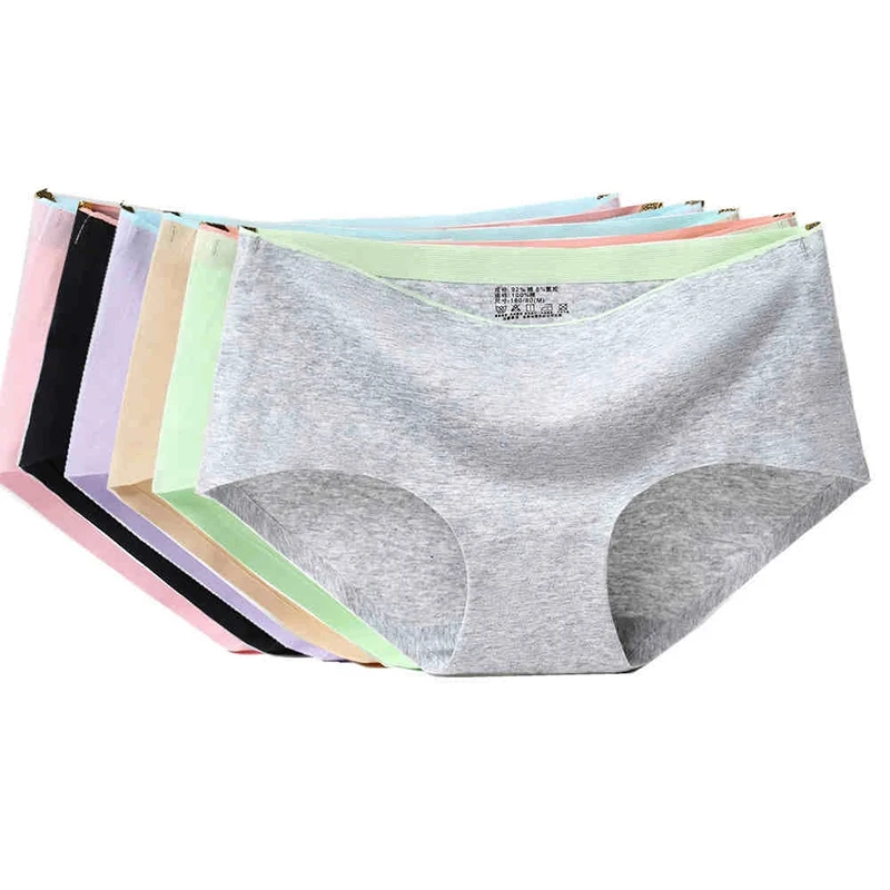 

Women Solid Color Underwear Girls Breathable Knickers Seamless Cotton Panties, Black,green,white,pink,blue