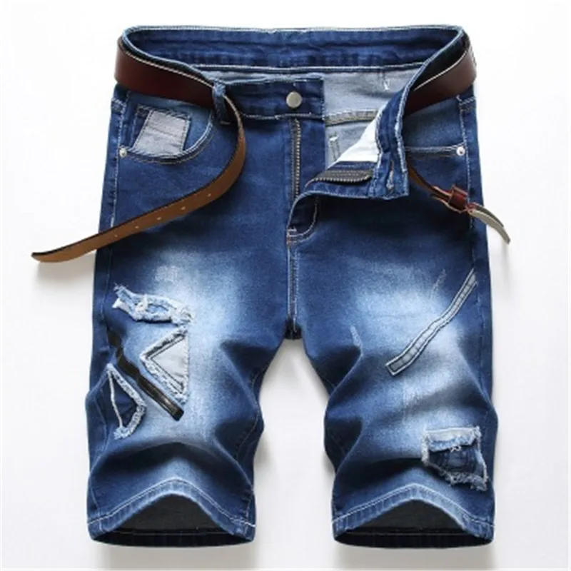 

men's Straight Washing Jeans European American Casual Fashion men's retro Pocket Zipper Short pants, Customized color