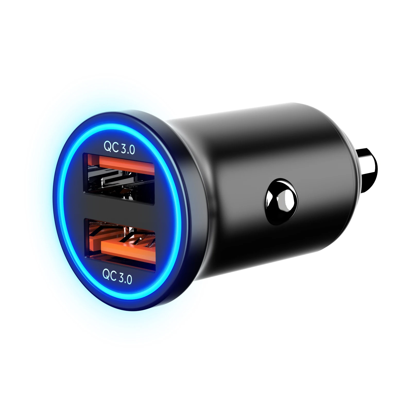 

IBD 2021 Dual USB Ports 12V 24V QC3.0 18W Charger Digital LED Voltmeter Car Charger 36W Mini Zinc Alloy, Black