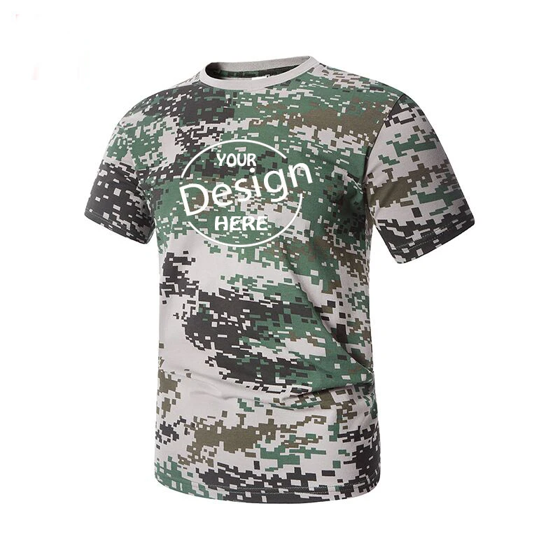 

high quality fashion designer 100% soft cotton camo tshirt wholesale printed plain blank mens camouflage shirt from China
