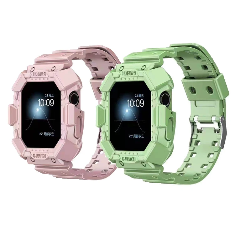 

Drop Shipping Activity Transparent Bracelet TPU Sport Fitness Watch Band For Apple Watch SE 3 6 44mm With Case, 13 colors