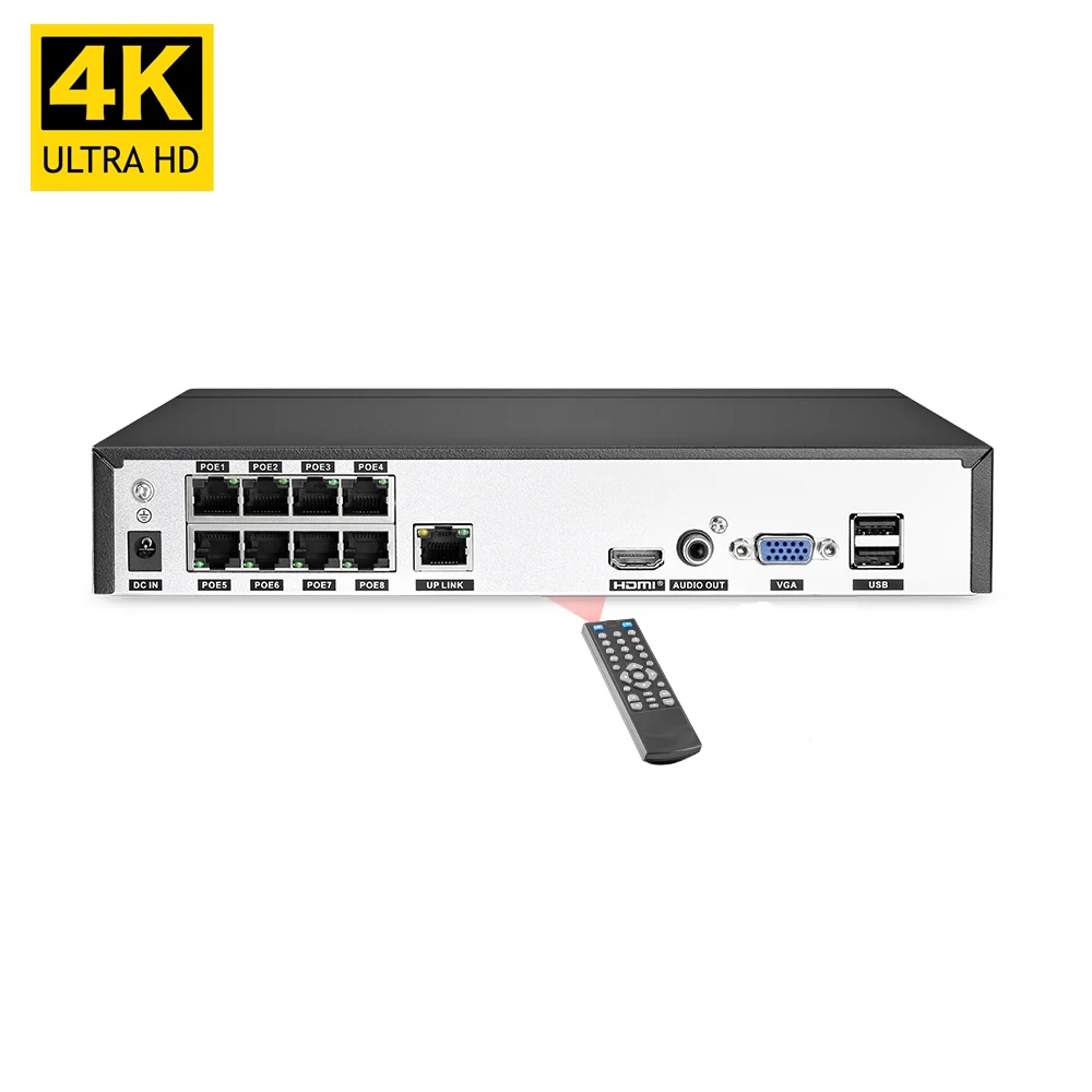 

8Channel POE NVR 4K Security Surveillance Network Video Recorder Up to 16CH Output CCTV NVR