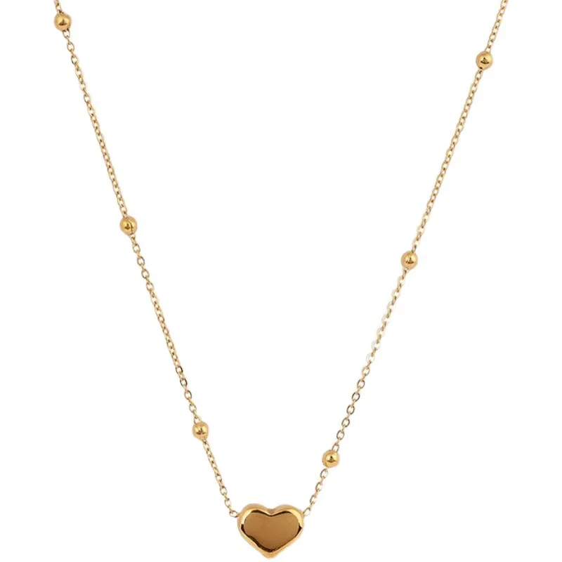 

Bead Love Pendant Necklace Female Fashion Niche Design Titanium Steel Jewelry 18K Gold Clavicle Chain