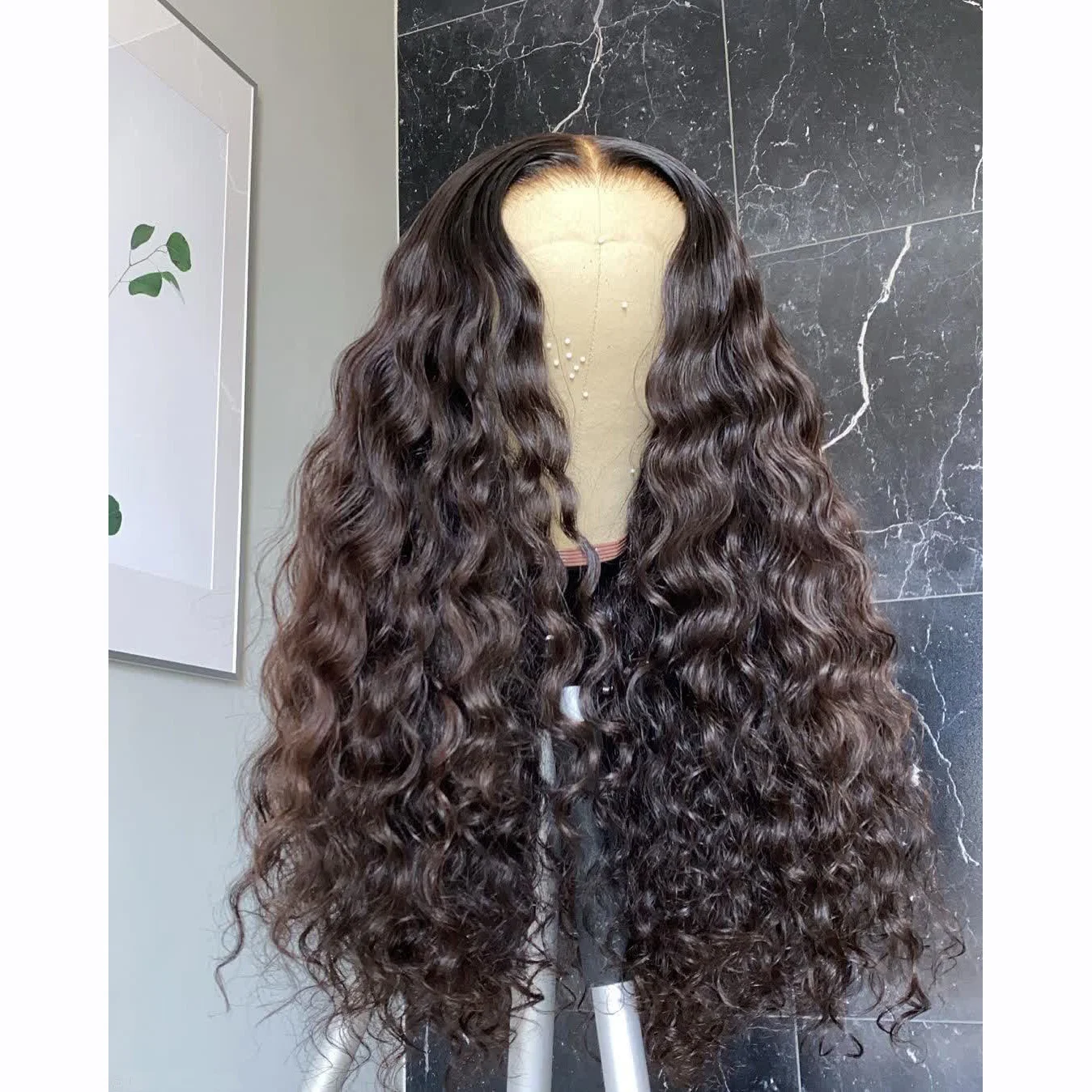 

12A grade water wave glueless half lace wig Peruvian lace front wigs natural curly human hair wigs water wave