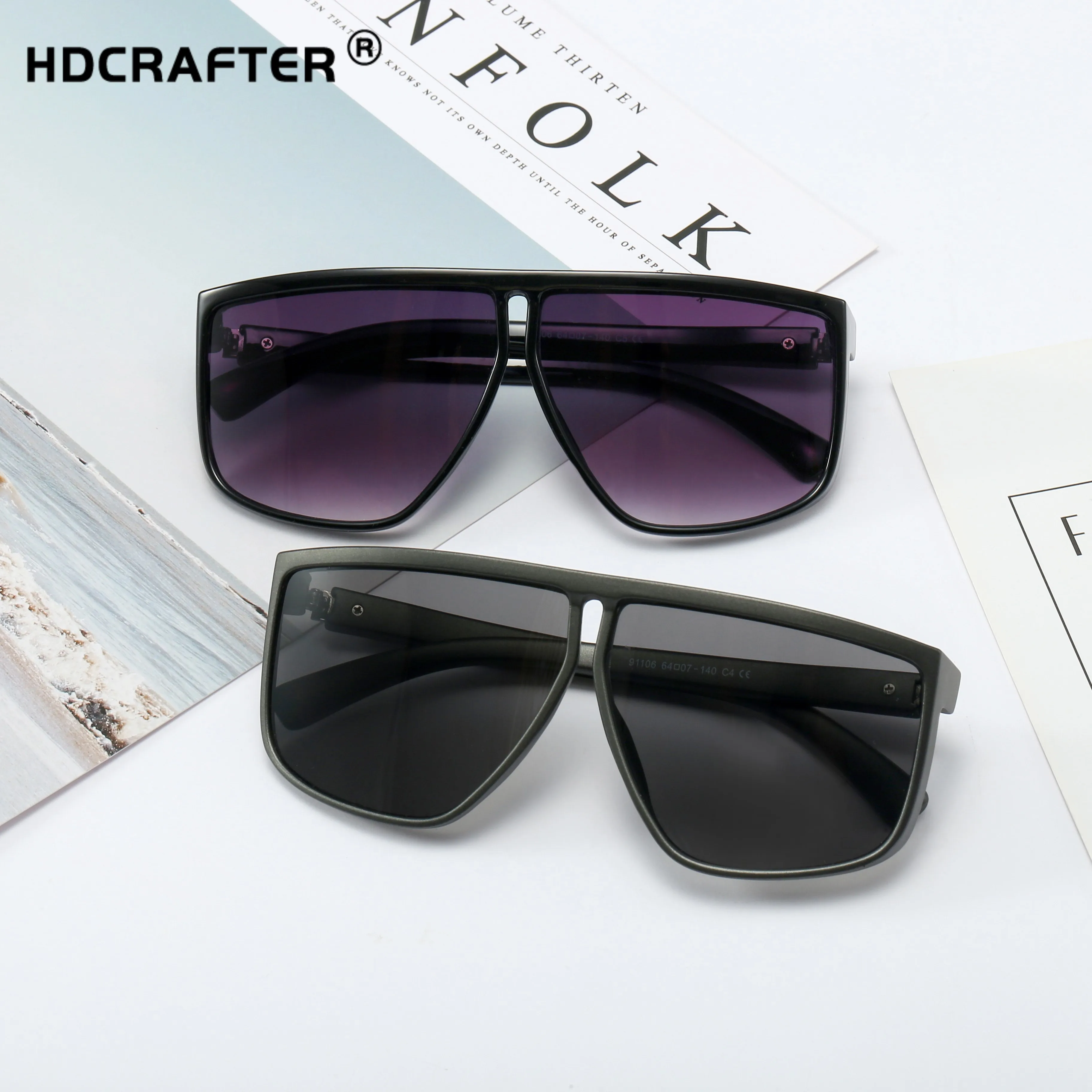 

HDCRAFTER classic retro trendy sun glasses river for women oversize fashion uv400 driving men sunglasses 2021