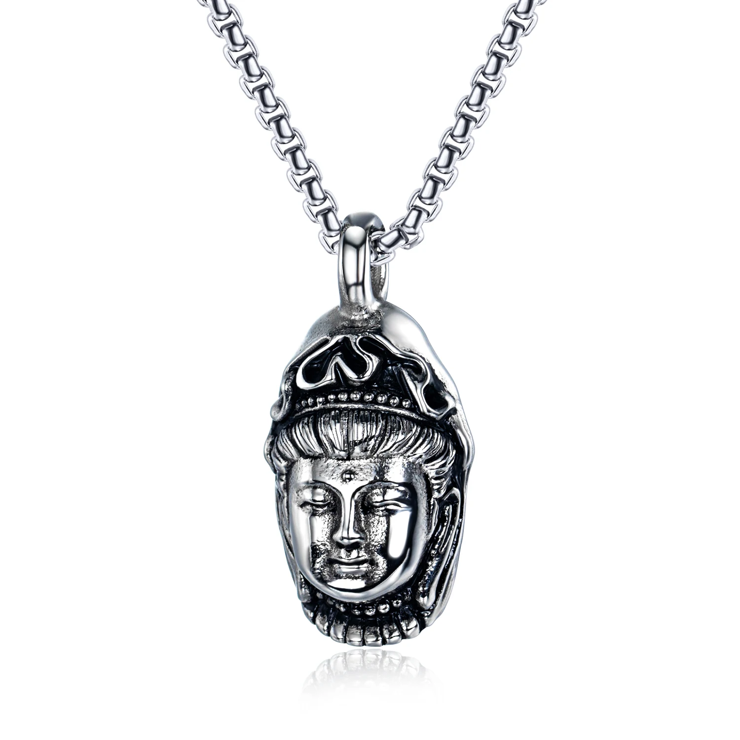 

2021 New Buddhism Religious Cool Buddha Stainless Steel Men Charm Necklace Men Pendant Jewelry//, Picture shows