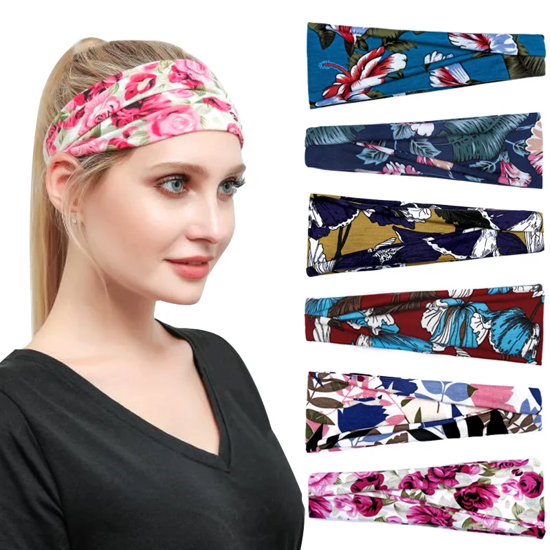 

JuHu New Printed Sports Headband Yoga Sweat-absorbent Belt Anti-perspirant Headband Hair Accessories Headband, As shown in the figure