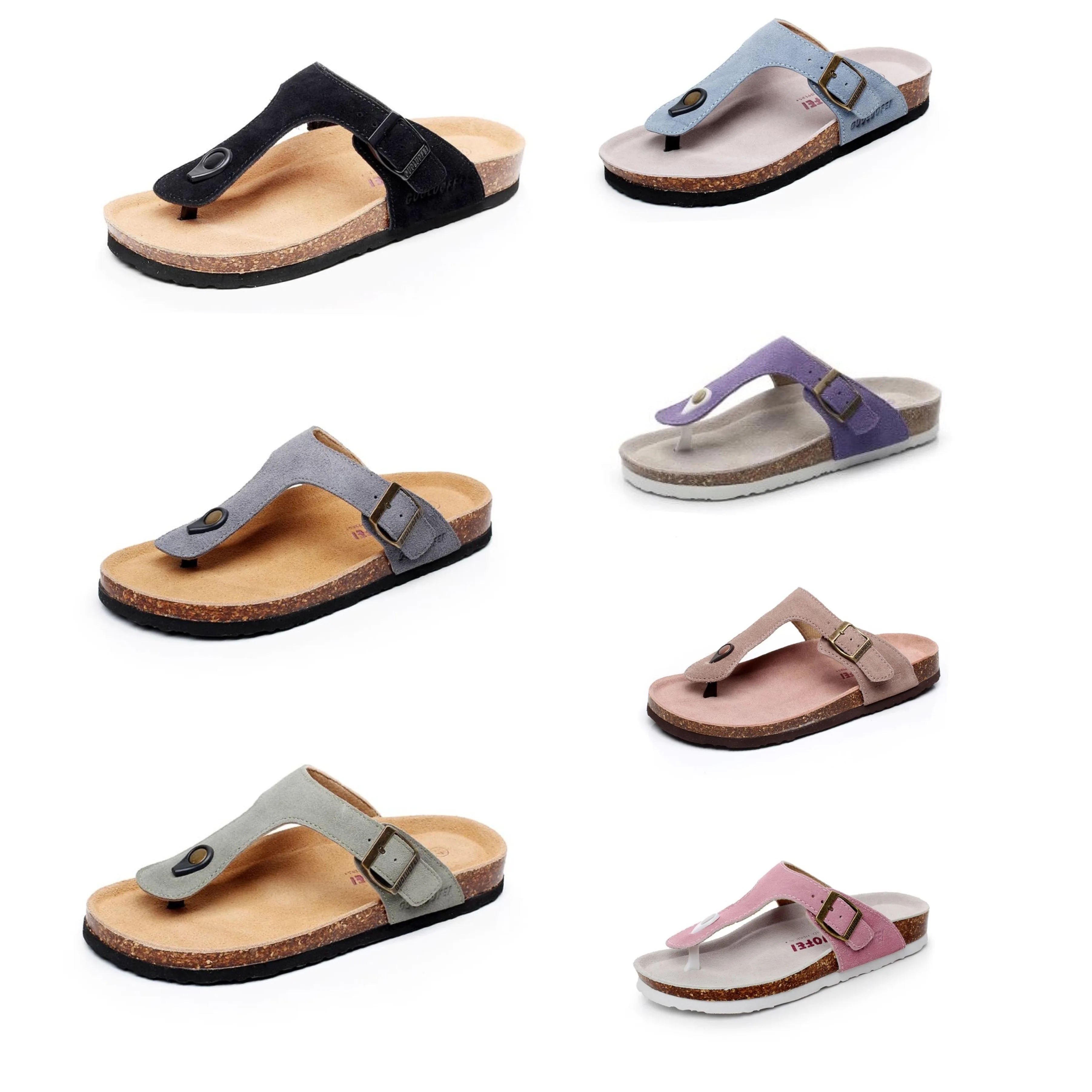 

men slippers flip flops hot anti-slip slippers for women cork sole genuine leather slides slipper sandals with buckles, Customer's request