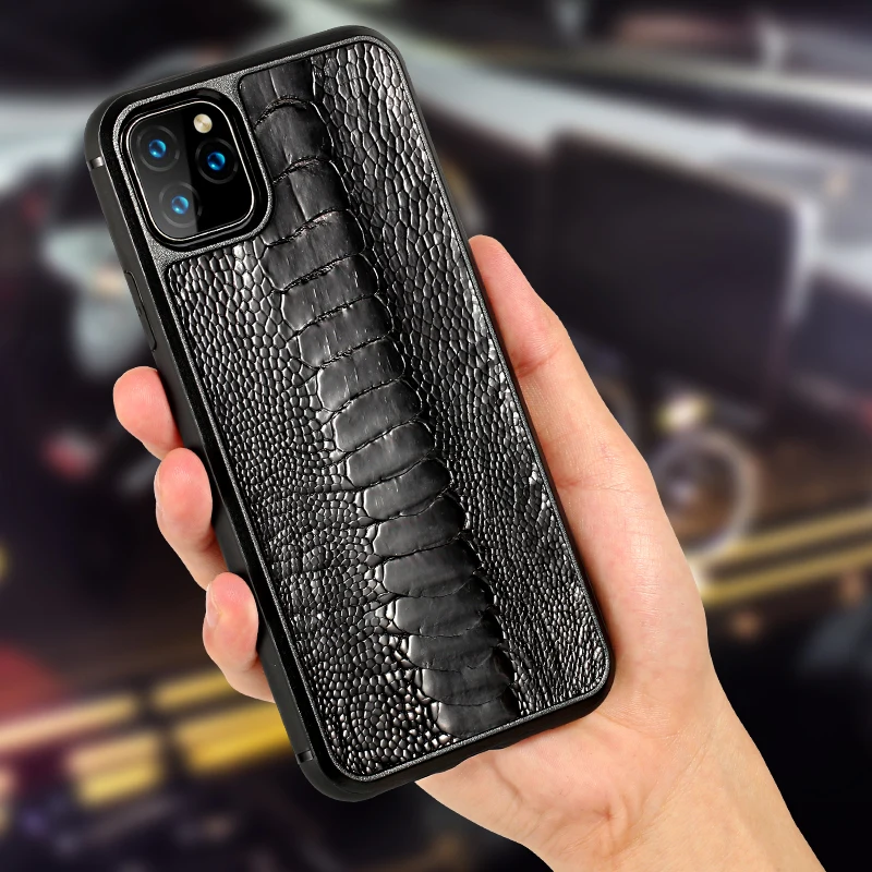 

2019 mobile phone accessories for iphone x case back cover in natural ostrich for iphone pc leather case luxury cover for iphone