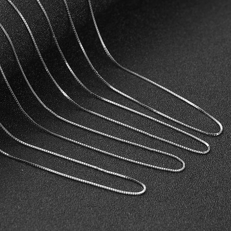 Factory Promotion Price Long Chain 925 Sterling Silver Box Shape Silver