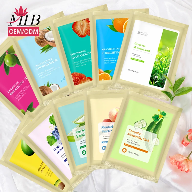 

OEM beauty skin care moisturizing hydrating collagen aloe vera face sheet mask supplier fruit facial collagen hyaluronic mask