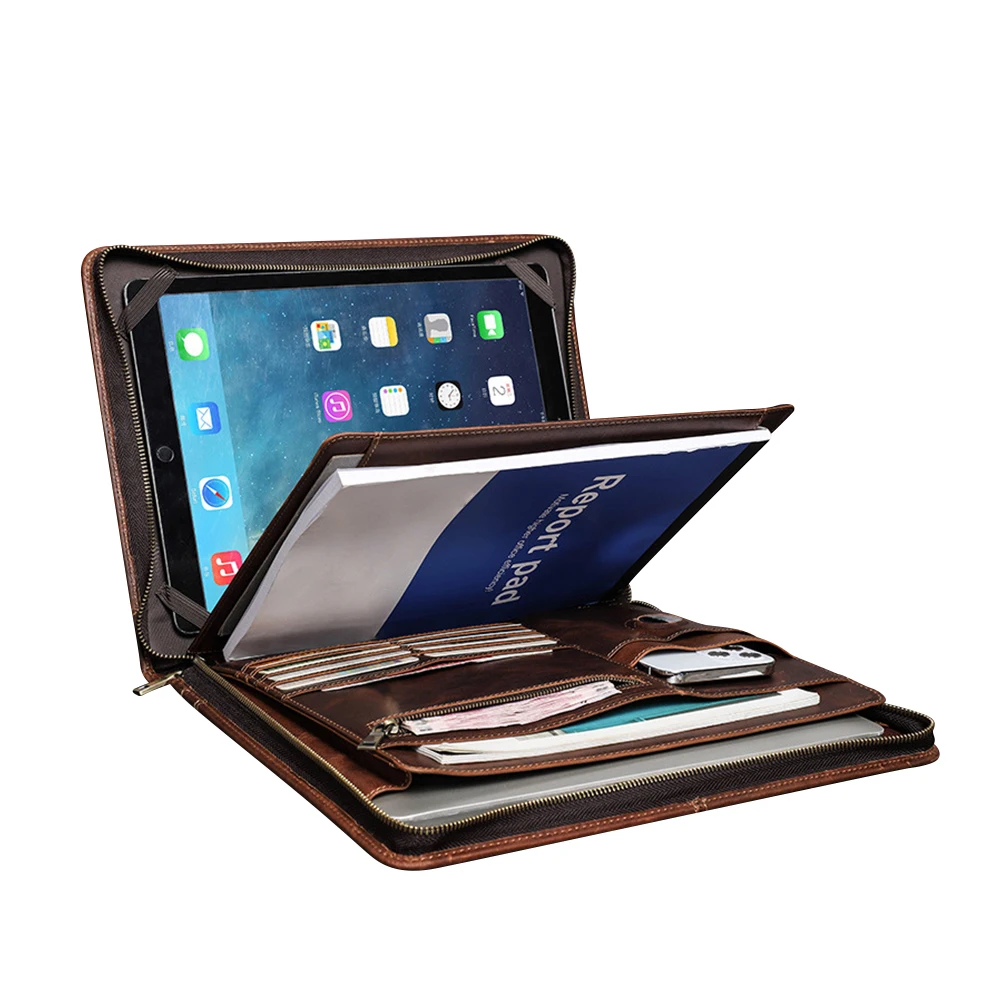 

Hot sell Genuine Leather Fabric tote Laptop Bags Sleeve Case briefcase Products with wallet and card holder