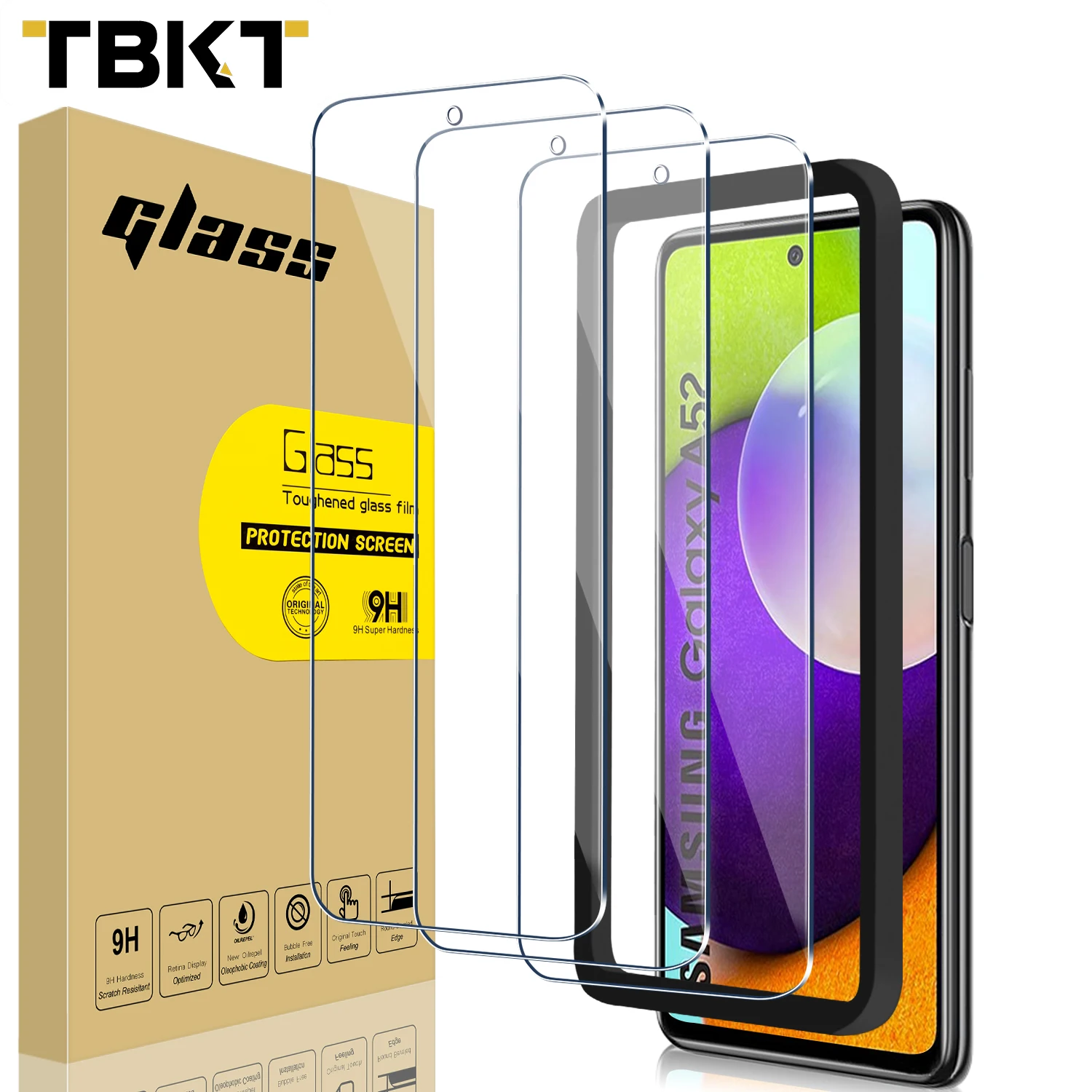 

0.33mm Screen Protector Tempered Glass 3D Screen Protective Glass for Samsung A52 Anti-Scratch
