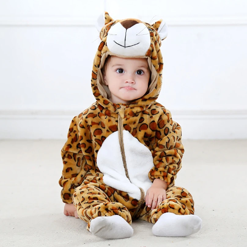 

Cute Cartoon Animal Shaped Flannel Baby Clothes Infant Toddler Boys Girls Sleep Jumpsuit Zipper Baby Rompers, 11 colors