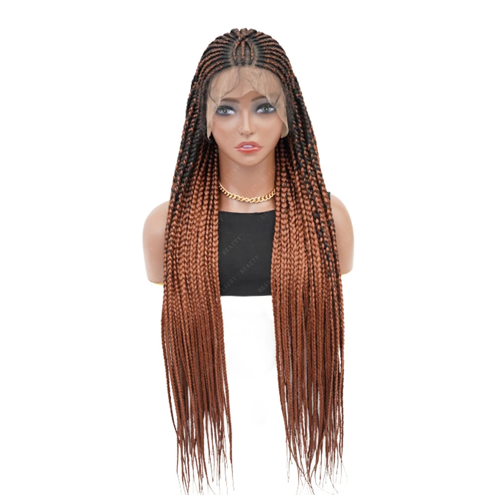 

Box Braided Lace Wigs with Baby Hair Burgundy Box Braids Lace Front Wigs for Women Synthetic Cosplay Wig